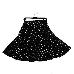 Joe Benbasset Women Black and White Polka Dot Stretch Skirt Size Large Party